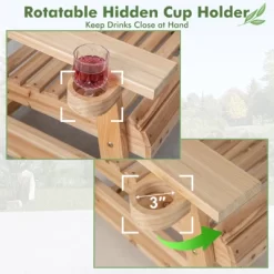 Tangkula 1PC/2PCS Outdoor Fir Wood Rocking Chair Outdoor Glider Chair With Rotatable Hidden Cup Holder And Curved Seat -Tangkula GUEST fa928b31 0f0e 4cf1 9b69 78c4dbdc576f