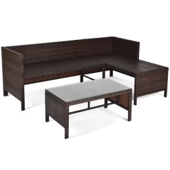 Tangkula 3PC Outdoor Furniture Set Rattan Wicker Sofa Table Deck Garden Patio -Tangkula GUEST faaf8a49 fa96 4791 b8c9 9e2dca48a729