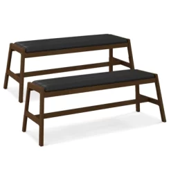 Tangkula 1pc/2pcs Solid Wood Dining Bench 50" Upholstered Entryway Bench W/ Padded Seat & Rubber Wood Frame Rectangular Ottoman Bench -Tangkula GUEST fabb172a 7674 4423 a754 c373c7a2b45a