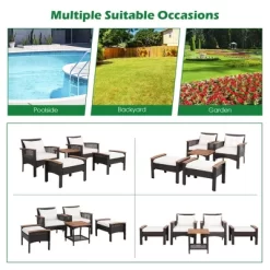Tangkula 5 PCS Patio Rattan Sofa Set Outdoor Wicker Conversation Set W/ Coffee Table & Cushion -Tangkula GUEST fb0bef83 d3f9 41d3 983c 586ff443ef0e
