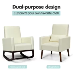 Tangkula 2-in-1 Upholstered Rocking Chair With Wood Leg & Pillow Relax Sofa Chair Light Grey/Beige/Dark Gray -Tangkula GUEST fb3113fc 95e1 49e1 b4da d0d1b94e6231