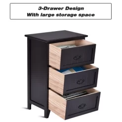 Tangkula 3 Drawers Nightstand End Table Storage Wood Side Bedside Black -Tangkula GUEST fbe5cc83 2cbb 4a6d b931 0acda61e519c