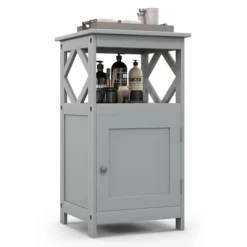 Tangkula Bathroom Floor Cabinet Single Door Storage Cabinet With Open Compartment Anti-Toppling Device Grey/White 23 Tangkula Bathroom Floor Cabinet Single Door Storage Cabinet With Open Compartment Anti-Toppling Device Grey/White -Tangkula GUEST fc2ab0f1 a1a8 4003 9a4d c8ce6bfbcfc9