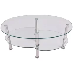 Tangkula Oval Dining Table Tempered Glass Top Tea Table Chrome Base Living Room -Tangkula GUEST fc788556 de0c 4317 a2a2 5c6870e3efb9