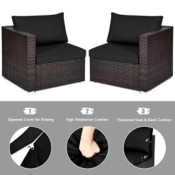 Tangkula 4PCS Rattan Corner Sofa Set Patio Outdoor Furniture Set W/ Black Cushions 16 Tangkula 4PCS Rattan Corner Sofa Set Patio Outdoor Furniture Set W/ Black Cushions -Tangkula GUEST fc9ae5b5 bee9 4bfe 9b98 c6c27afac4b9