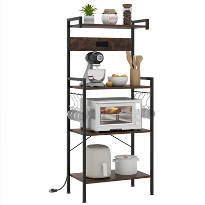 Tangkula Kitchen Bakers Rack W/ Power Outlet 4 Tiers Coffee Bar Table W/ 2 AC Outlets 12 Tangkula Kitchen Bakers Rack W/ Power Outlet 4 Tiers Coffee Bar Table W/ 2 AC Outlets - Image 10