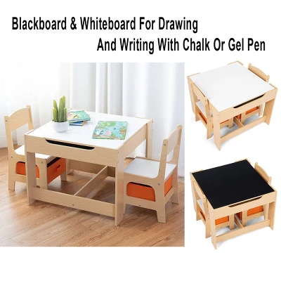 Tangkula Children Kids Table Chairs Set With Storage Boxes Blackboard Whiteboard Drawing 7 Tangkula Children Kids Table Chairs Set With Storage Boxes Blackboard Whiteboard Drawing - Image 6