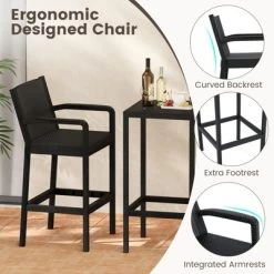 Tangkula 3 Piece Patio Bar Set Bistro Table & Chairs W/ Heavy-Duty Metal Frame -Tangkula GUEST fd0d64d9 f21f 40f7 84a0 eafd024b1692
