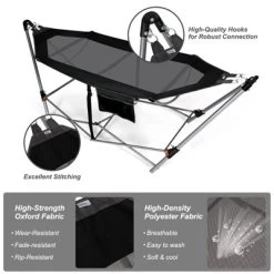 Tangkula Portable Folding Hammock Free Standing Hammock W/ Stand-Folds&Carrying Bag&Anti-Slip Buckle&Storage Pocket -Tangkula GUEST fd3dd6a0 7a05 4d6f 902b c0d54a4d153b