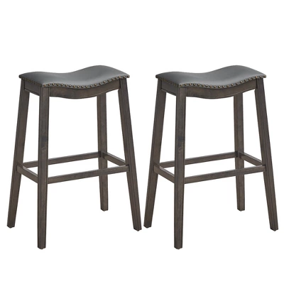 Tangkula Set Of 2 Saddle Bar Stools Bar Height Kitchen Chairs W/ Rubber Wood Legs 13 Tangkula Set Of 2 Saddle Bar Stools Bar Height Kitchen Chairs W/ Rubber Wood Legs - Image 11