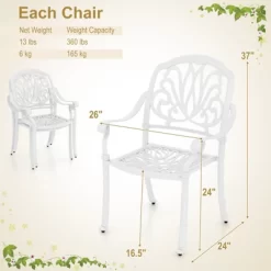 Tangkula Set Of 2 Cast Aluminum Patio Dining Chairs Stackable Outdoor Dining Chairs With Armrests Outdoor Bistro Chairs White 18 Tangkula Set Of 2 Cast Aluminum Patio Dining Chairs Stackable Outdoor Dining Chairs With Armrests Outdoor Bistro Chairs White -Tangkula GUEST fdcb53d5 5d76 4938 b4dc 82a8fa5d7b31
