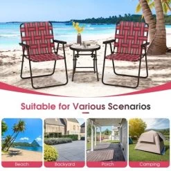 Tangkula Set Of 2 Patio Folding Web Chair Set Portable Beach Camping Chair Red -Tangkula GUEST fe1d7d7e cf90 45b5 82fe 634148987a47