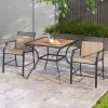 Tangkula Patio Table For 4 People W/ Umbrella Hole Wood-Like Tabletop Metal Support Legs -Tangkula GUEST fe21681c 0d92 49ba 8c1b 913504addaee