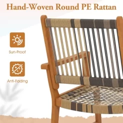 Tangkula 3 Pieces Rocking Bistro Set PE Rattan Front Porch Chairs W/ Coffee Table -Tangkula GUEST fe222f05 7b48 49bd b4a4 d32f65f171f7