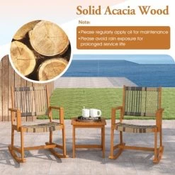 Tangkula 3 Pieces Rocking Bistro Set PE Rattan Front Porch Chairs W/ Coffee Table -Tangkula GUEST fe2f26f9 55aa 49b2 877f f685ffa46a3f