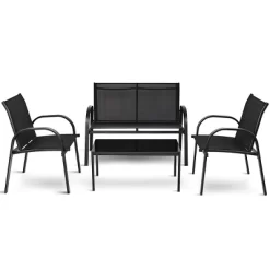 Tangkula 4PCS Black Furniture Set Chairs Coffee Table Patio Garden Brand New -Tangkula GUEST fe306a4f 7f28 424d 9bd0 794687ff10fc