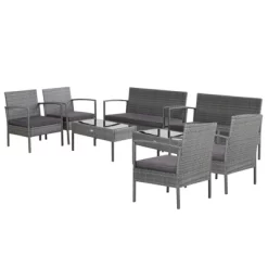 Tangkula Patio Rattan 4PCS/8PCS Cushioned Chair Side Table Classic Furniture Set Bistro Set Single Sofa Thick Cushion Loveseat For Garden Grey -Tangkula GUEST fe34ce6c 0aa7 4f52 8a02 c6cad7cc9b8b