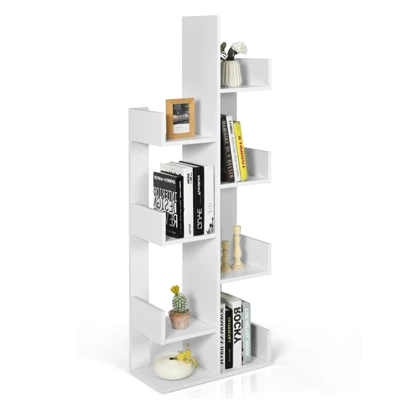Tangkula 8-Tier Modern Bookshelf Anti-fall Tree Bookcase Storage Rack Suitable For Home & Office Brown/White/Black 10 Tangkula 8-Tier Modern Bookshelf Anti-fall Tree Bookcase Storage Rack Suitable For Home & Office Brown/White/Black - Image 8