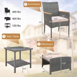 Tangkula 5 Pieces Wicker Patio Furniture Set PE Rattan Porch Chairs W/ Ottomans 19 Tangkula 5 Pieces Wicker Patio Furniture Set PE Rattan Porch Chairs W/ Ottomans -Tangkula GUEST fec967b8 980b 470e 8f2a 3b24ff573b6f