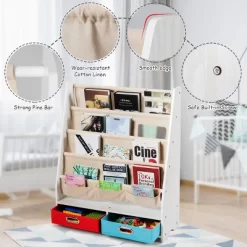 Tangkula Book Rack Kids Toys Organizer Shelves With 4 Sling Bookshelf And 2 Boxes 19 Tangkula Book Rack Kids Toys Organizer Shelves With 4 Sling Bookshelf And 2 Boxes -Tangkula GUEST fef6fff5 21c0 4818 a76d 70b5c1e43c82