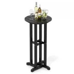 Tangkula 21.5" Round Bar Table Patio HDPE Bar Height Dining Table W/ Slatted Tabletop -Tangkula GUEST ff175b0d 4b2c 4913 a2e8 dd5a58e20120