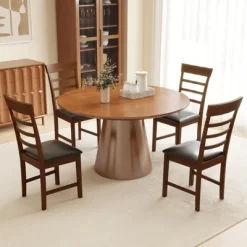 Tangkula Wooden Dining Chair Set Of 4 Pu Leather Upholstered Kitchen Chairs W/ Padded Seat 13 Tangkula Wooden Dining Chair Set Of 4 Pu Leather Upholstered Kitchen Chairs W/ Padded Seat -Tangkula GUEST ff4923c1 6b54 44f3 8415 11ecc1e98e8b 1