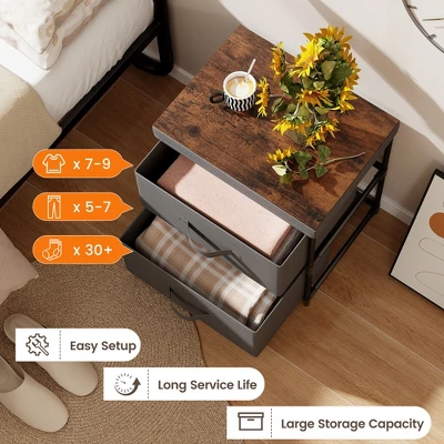 Tangkula 2PCS 2 Drawer Dresser Fabric Storage Organizer Nightstand Bedside Sofa Table 6 Tangkula 2PCS 2 Drawer Dresser Fabric Storage Organizer Nightstand Bedside Sofa Table - Image 4