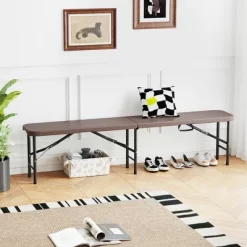 Tangkula 2PCS 6 Ft Plastic Folding Bench Portable Fold-in-Half Seat W/ 1320 LBS Capacity Coffee 13 Tangkula 2PCS 6 Ft Plastic Folding Bench Portable Fold-in-Half Seat W/ 1320 LBS Capacity Coffee -Tangkula GUEST ff77aa8c 215b 4cbe 960e 440327add5d0