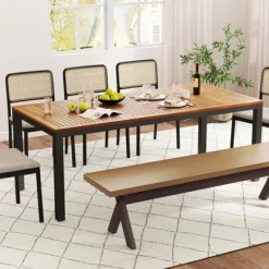 Tangkula Patio Dining Table For 8 79" Large Rectangle Table W/ Acacia Wood Tabletop 13 Tangkula Patio Dining Table For 8 79" Large Rectangle Table W/ Acacia Wood Tabletop -Tangkula GUEST ffc5fb40 c553 4769 9ea1 e2d123d0fbff