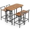 Tangkula Acacia Wood Patio Table & Chair Set 5 Pcs Outdoor Dining Set W/ 1 Table & 4 Bar Height Chairs -Tangkula GUEST fff08ec6 75a0 4643 aa31 e80227167aba