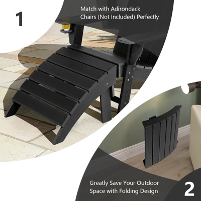 Tangkula Outdoor Adirondack Chair W/Ergonomic Design&Ottoman Lounge Armchair HDPE Chair For Yard&Patio Black/Grey/Turquoise/White 6 Tangkula Outdoor Adirondack Chair W/Ergonomic Design&Ottoman Lounge Armchair HDPE Chair For Yard&Patio Black/Grey/Turquoise/White - Image 4